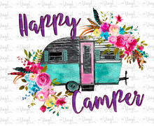 Load image into Gallery viewer, Waterslide Decal Happy Camper Purple Lettering
