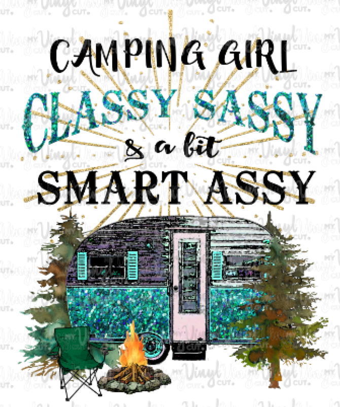 Waterslide Decal 17K Camping Girl Classy Sassy Turquoise