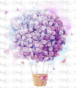 Waterslide Decal Purple Hot Air Balloon w/Flowers and Butterflies