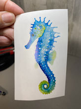 Load image into Gallery viewer, Waterslide Decal Blue Seahorse