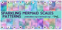 Load image into Gallery viewer, Printed Adhesive Vinyl SPARKLING MERMAID SCALES Patterned Vinyl 12 x 12 inch Sheet