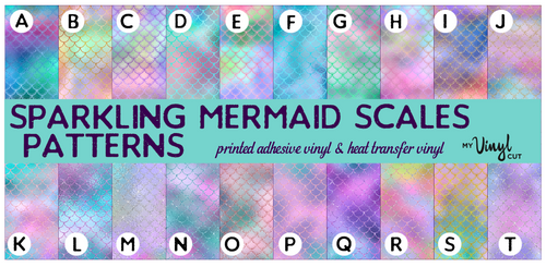 Printed Adhesive Vinyl SPARKLING MERMAID SCALES Patterned Vinyl 12 x 12 inch Sheet