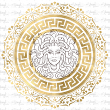 Load image into Gallery viewer, Waterslide Decal Medusa Gold Greek Key Circle Frame