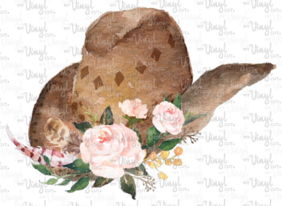 Waterslide Decal Cowboy Hat with Flowers