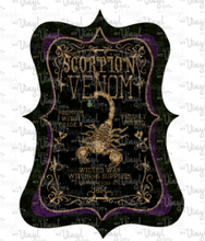 Load image into Gallery viewer, Waterslide Decal Apothecary Label Scorpion Venom