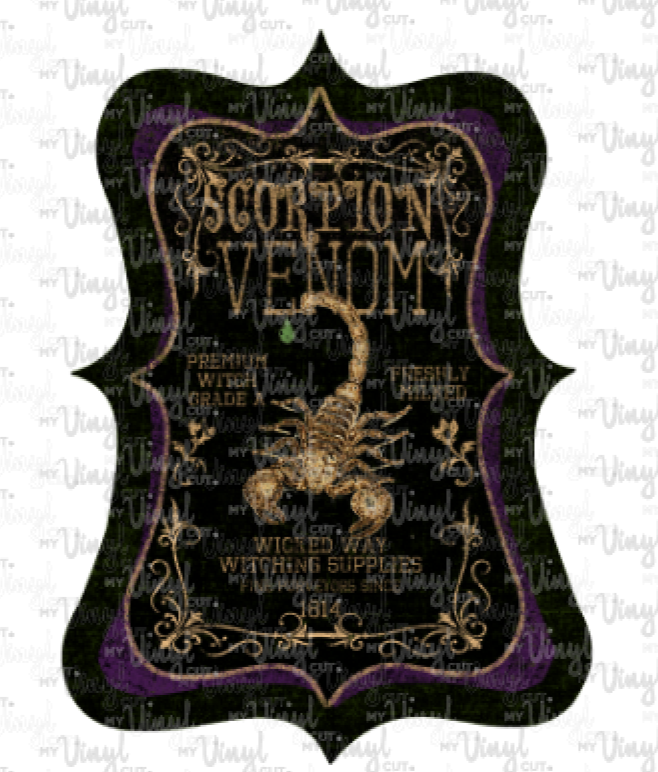 Waterslide Decal Apothecary Label Scorpion Venom