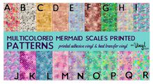 Load image into Gallery viewer, Printed HTV MULTICOLOR MERMAID SCALES Pattern 12 x 12 inch sheets