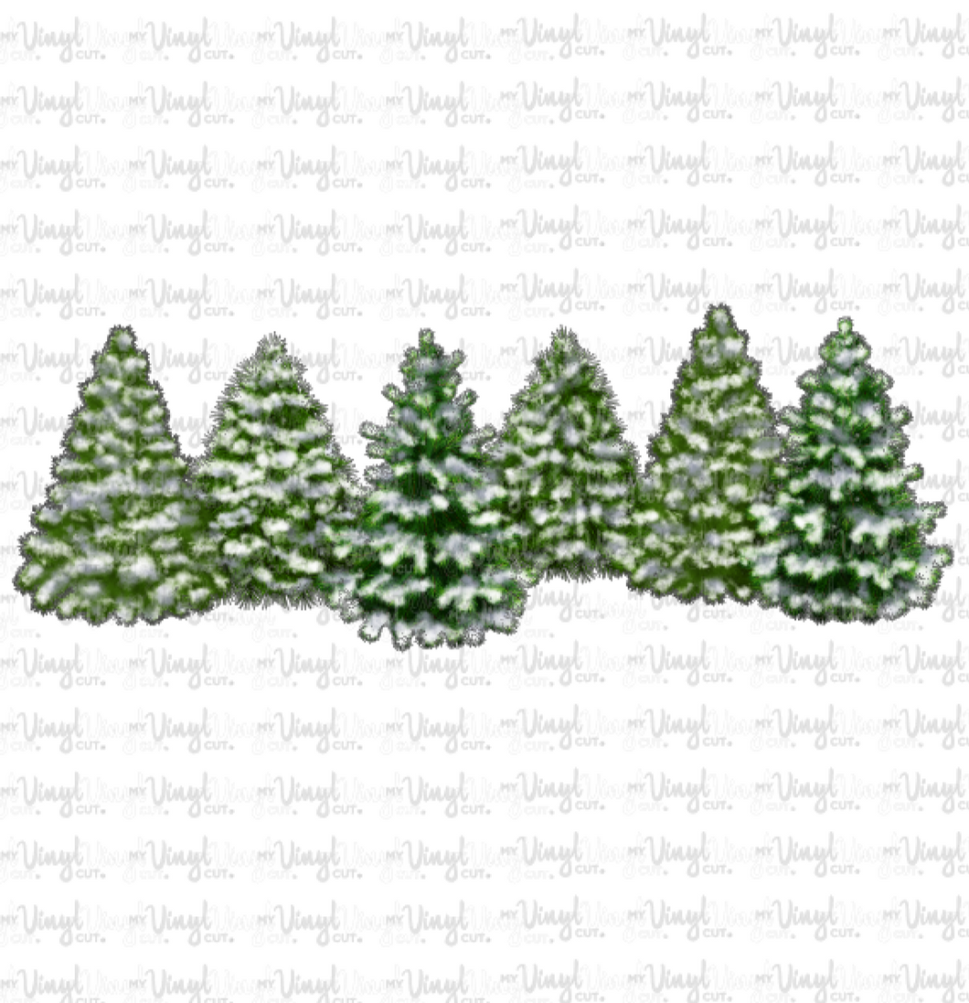 Waterslide Decal Christmas Pine Trees with Snow
