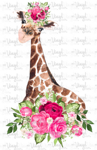 Waterslide Decal Giraffe with Hot Pink Flowers