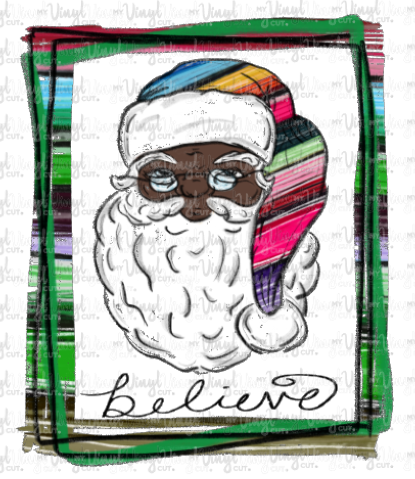 Waterslide Decal African American Santa Believe Serape Hat