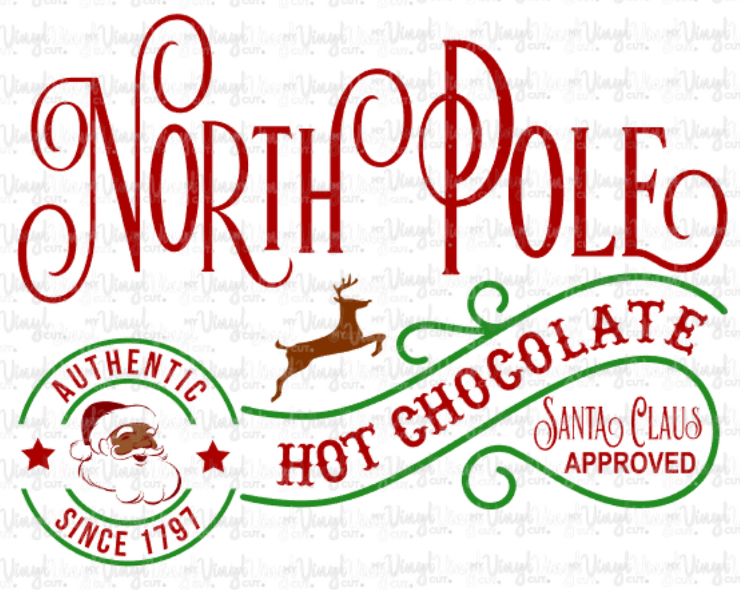 Waterslide Decal Hot Cocoa Mug Label with Dark Santa