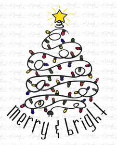 Sublimation Transfer Merry & Bright Christmas Lights Tree