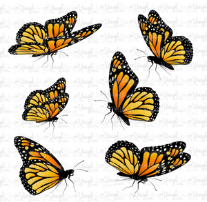 Waterslide Decal Set of 6 (7") Orange Monarch Butterflies