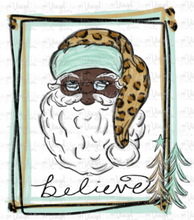 Load image into Gallery viewer, Sublimation Transfer African American Santa Mint Leopard
