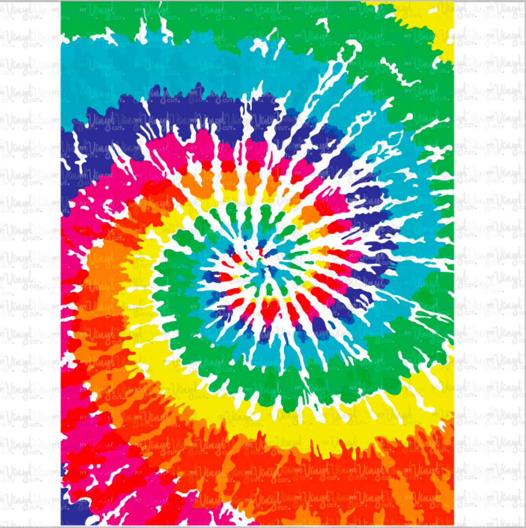 Printed Adhesive Vinyl Rainbow Swirl Tie Dye Pattern 9 x 12 inch sheet