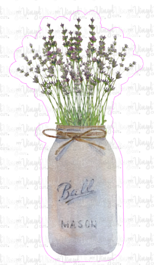Sticker 37C Lavender Flowers in a Mason Jar