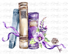 Load image into Gallery viewer, Waterslide Decal 13F Purple Books with Flowers