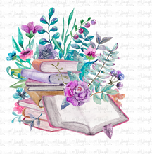 Load image into Gallery viewer, Waterslide Decal Open Book Books with Flowers