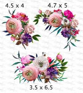 Waterslide Decal Multi Color Flower Arrangements