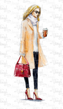Load image into Gallery viewer, Waterslide Decal Woman with bag and coffee