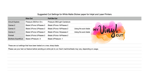 White Matte Sticker Paper for inkjet and laser home desktop printers 100 pk