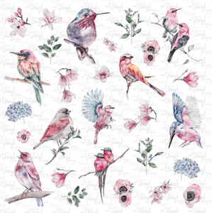Waterslide Sheet Watercolor Birds and Flowers