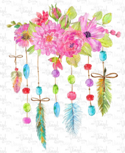 Waterslide Decal 46C Bright Colored Flowers and Feathers
