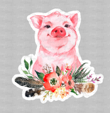 Load image into Gallery viewer, Sticker PIG Various Pigs with flowers and feathers Choose your piggy