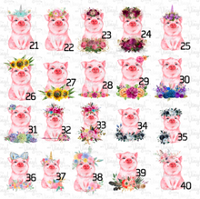 Load image into Gallery viewer, Sticker PIG Various Pigs with flowers and feathers Choose your piggy
