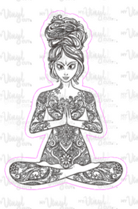 Sticker 4F Yoga Pose Zentangle Mandala Black and White