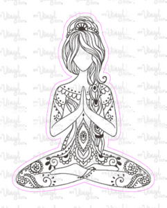 Sticker 4G Yoga Pose Zentangle Mandala Black and White