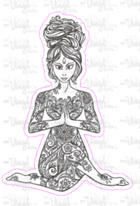 Sticker 4M Yoga Pose Zentangle Mandala Black and White