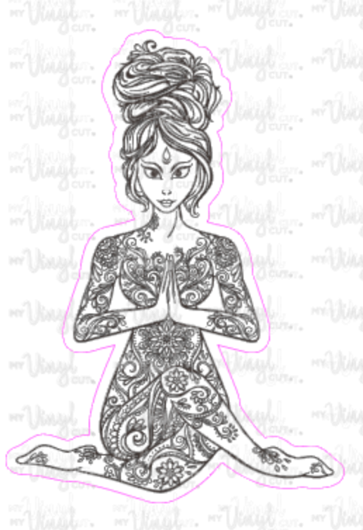 Sticker 4M Yoga Pose Zentangle Mandala Black and White