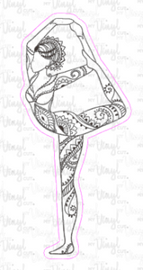 Sticker 5D Yoga Pose Zentangle Mandala Black and White