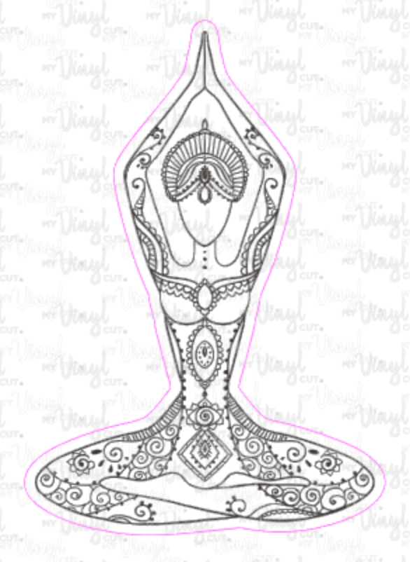 Sticker 5E Yoga Pose Zentangle Mandala Black and White