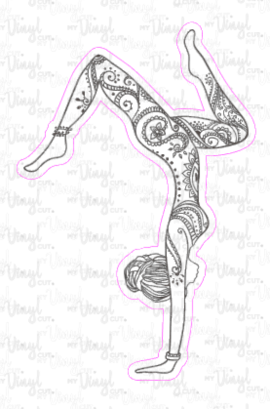 Sticker 5F Yoga Pose Zentangle Mandala Black and White
