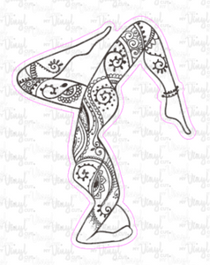 Sticker 5G Yoga Pose Zentangle Mandala Black and White