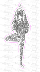 Sticker 6B Yoga Pose Zentangle Mandala Black and White