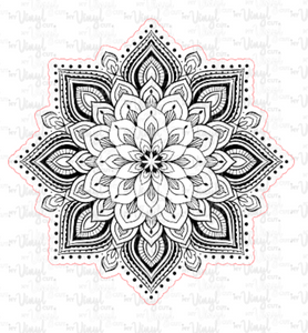 Sticker 6F Zentangle Mandala Black and White