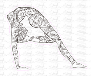 Sticker 4E Yoga Pose Zentangle Mandala Black and White