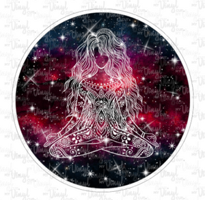 Sticker 6-O Yoga Pose Zentangle Mandala Red and White