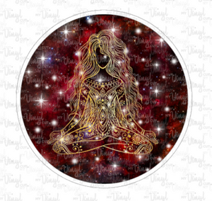 Sticker 6P Yoga Pose Zentangle Mandala Red and Gold