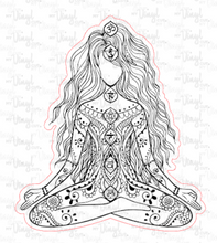 Load image into Gallery viewer, Sticker 7C Yoga Pose Zentangle Mandala Black and White