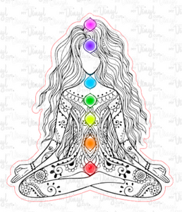 Sticker 7D Yoga Pose Zentangle Mandala Black and White