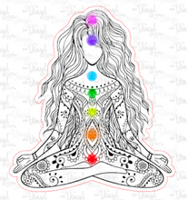 Load image into Gallery viewer, Sticker 7G Yoga Pose Zentangle Mandala Black and White