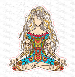 Sticker 7H Yoga Pose Zentangle Mandala Colorful
