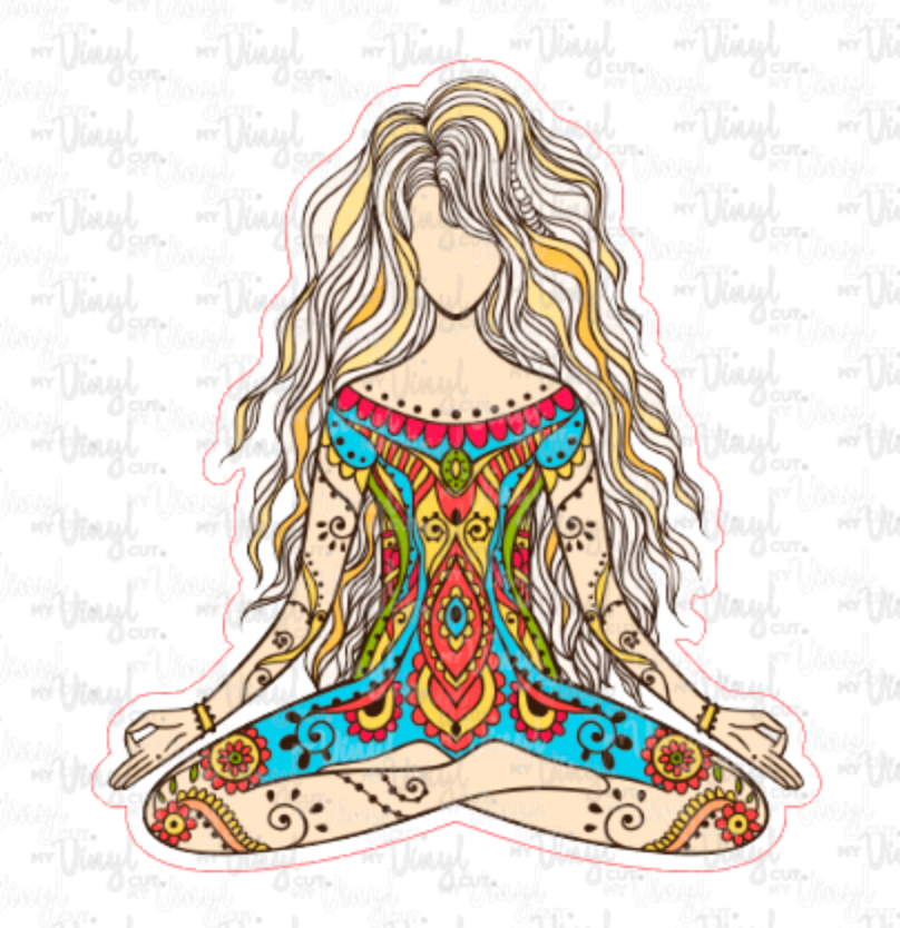 Sticker 7H Yoga Pose Zentangle Mandala Colorful
