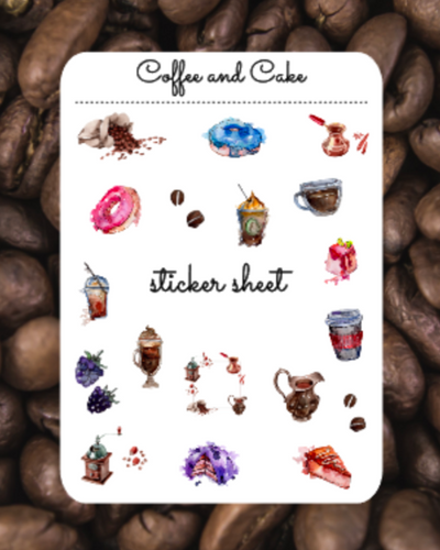 Sticker Sheet 2 Set of little planner stickers Coffee and Cakes