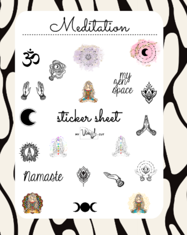 Sticker Sheet 5 Set of little planner stickers Meditation