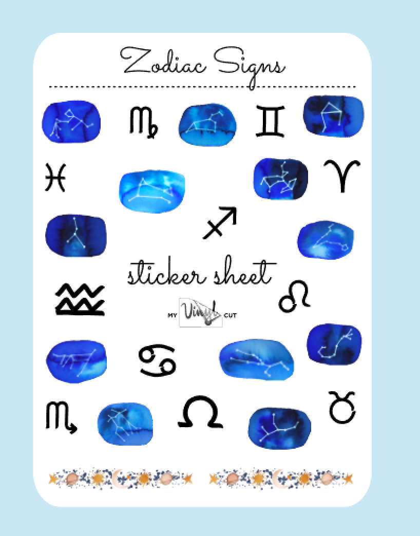 Sticker Sheet 4 Set of little planner stickers Zodiac Galaxy Signs and Symbols